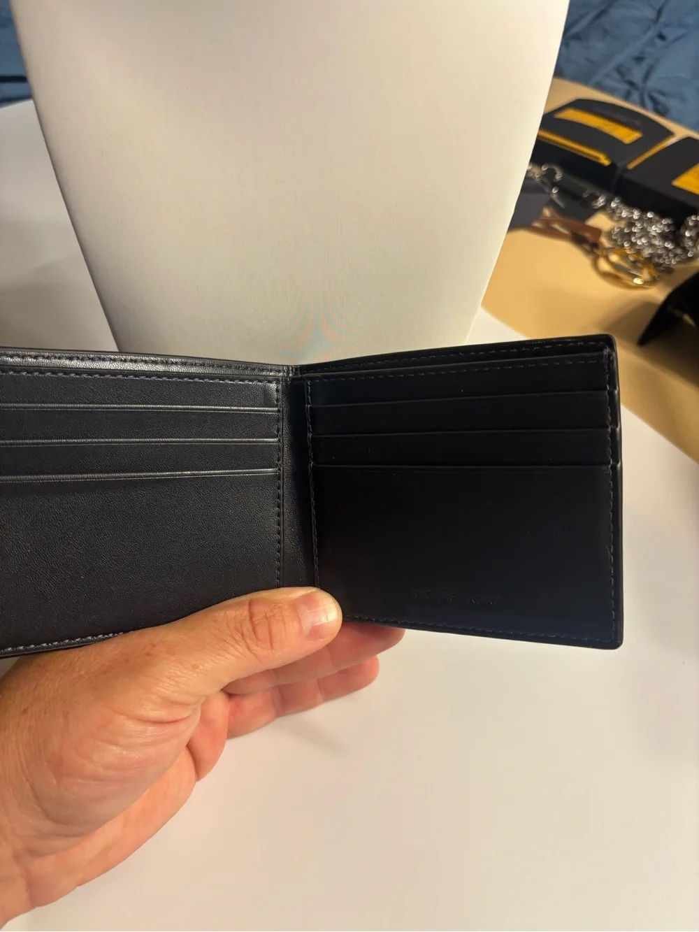 Michael Kors Men’s Signature Coated Canvas Wallet — Black & Blue
